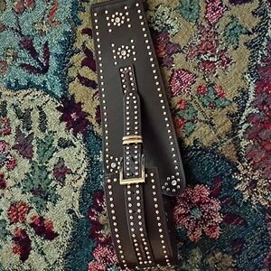 Studded Brown Leather Belt